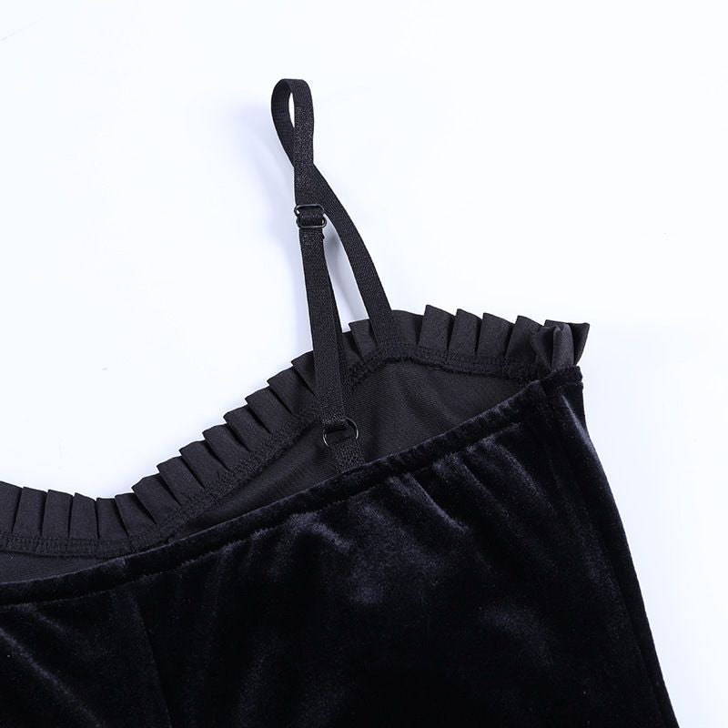 Black Cross Velvet Dress