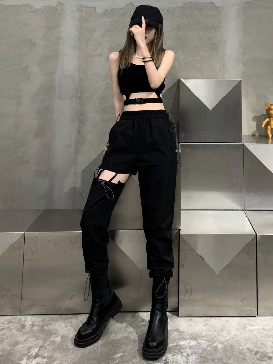 Black Cut Out Pants