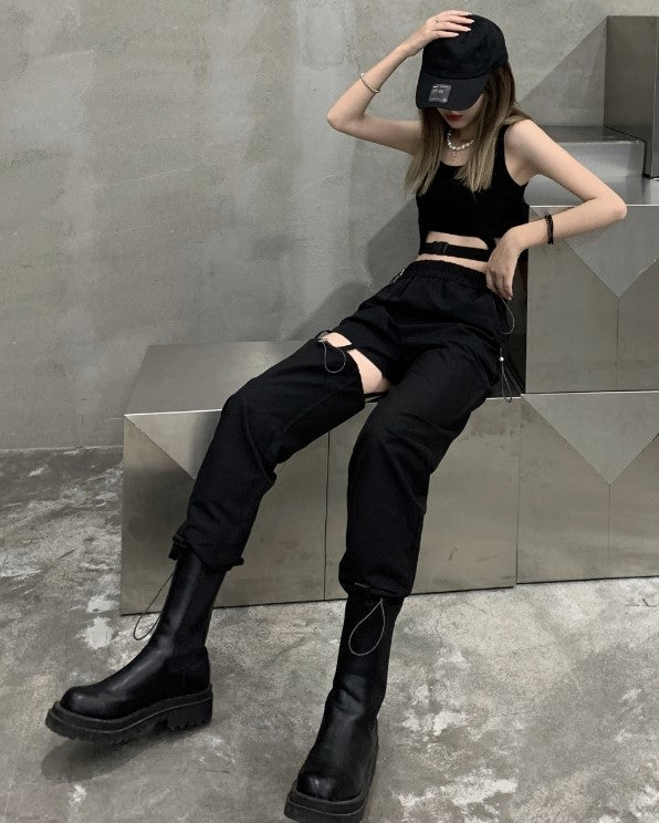 Black Cut Out Pants