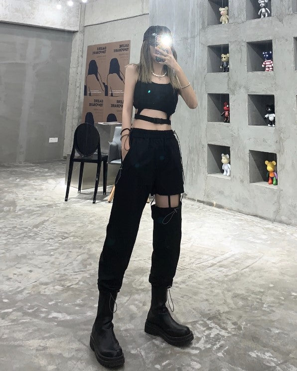 Black Cut Out Pants