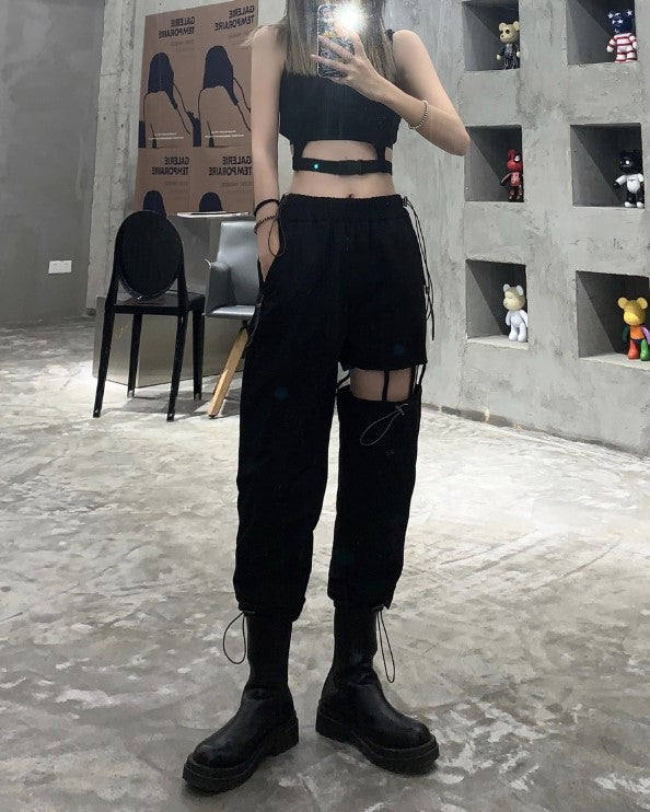 Black Cut Out Pants