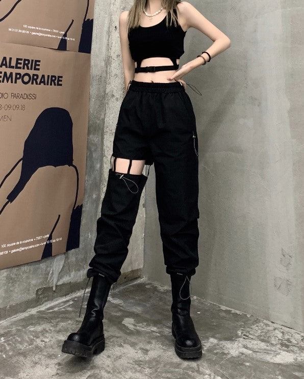 Black Cut Out Pants