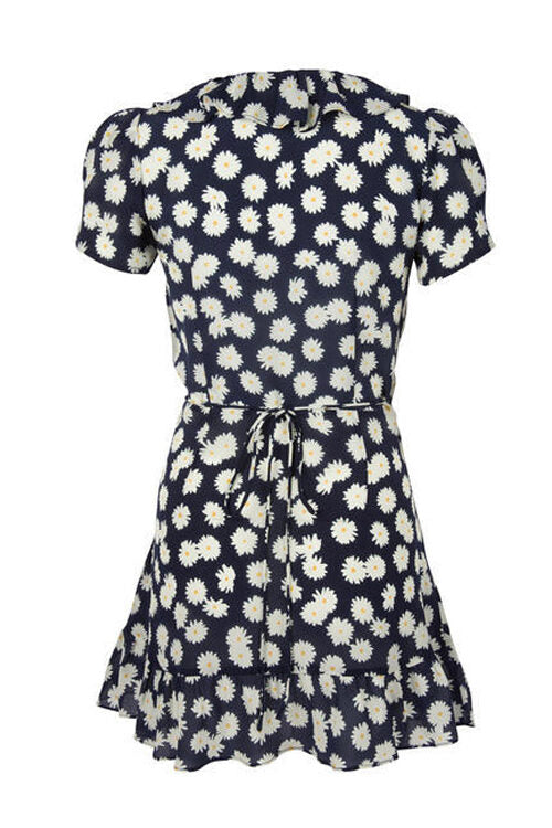 Black Daisy Wrap Dress