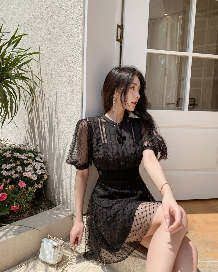 Black Diamond Mesh Doll Dress