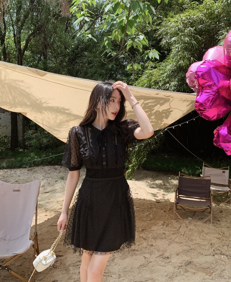 Black Diamond Mesh Doll Dress