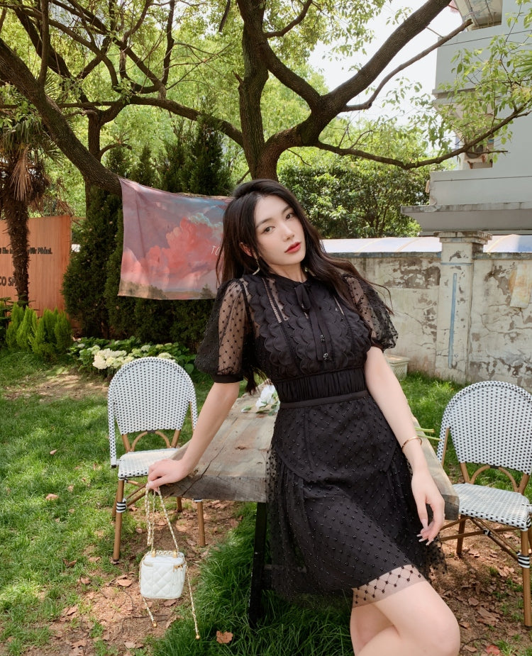 Black Diamond Mesh Doll Dress