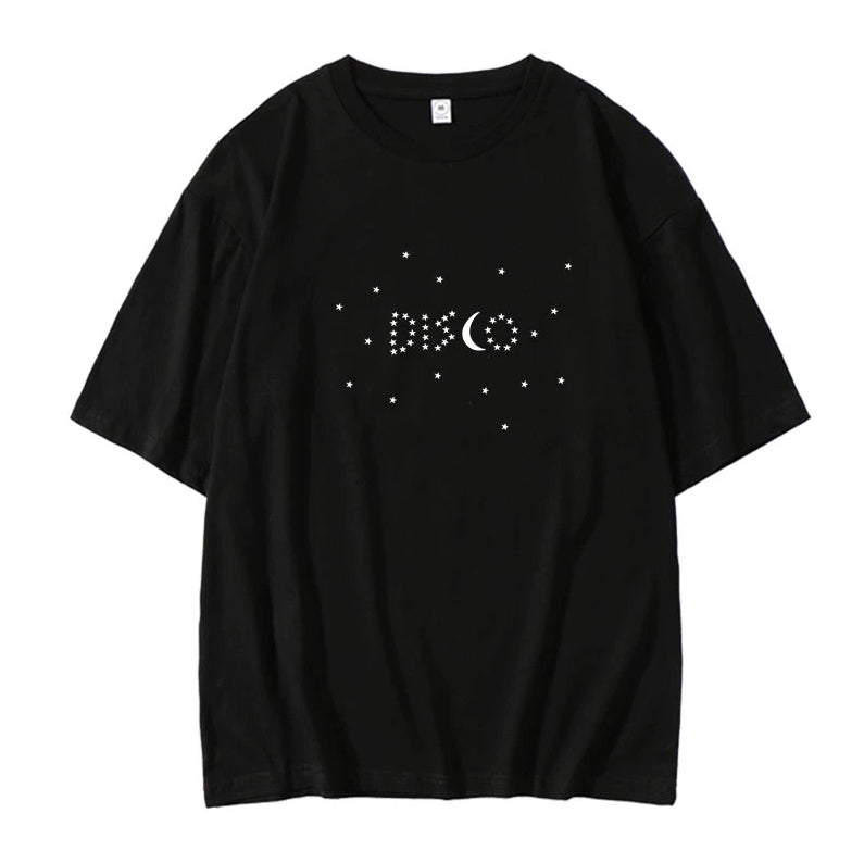 Black Disco Stars Print T-Shirt