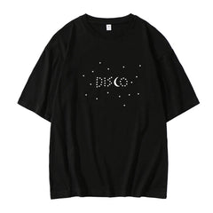 Black Disco Stars Print T-Shirt