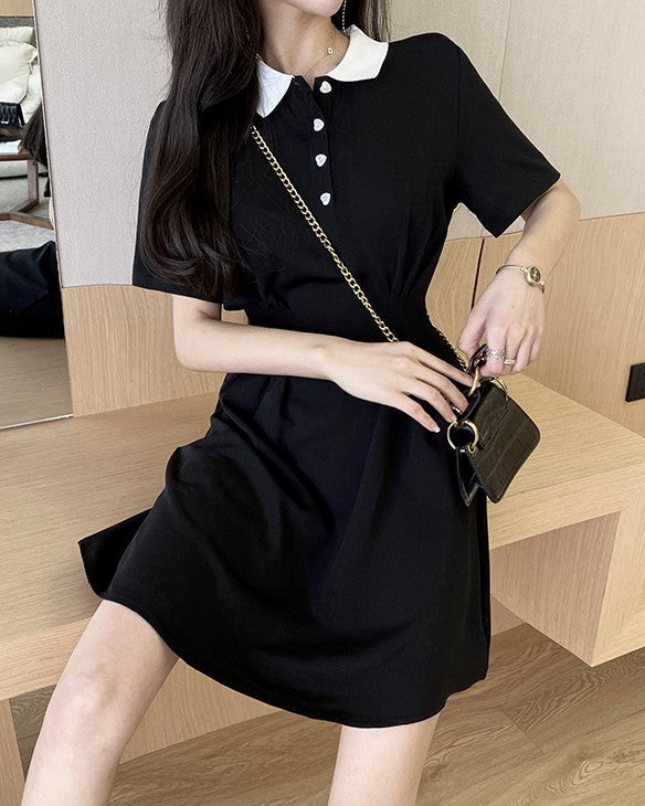 Black Doll Dress With White Collar