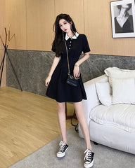 Black Doll Dress With White Collar