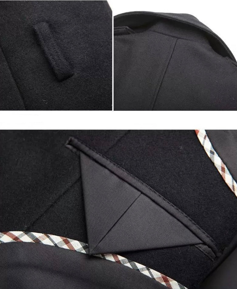 Black Double-Breasted Long Coat