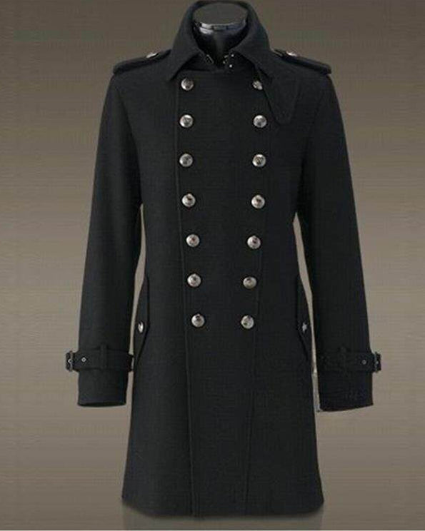 Black Double-Breasted Long Coat