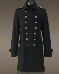 Black Double-Breasted Long Coat