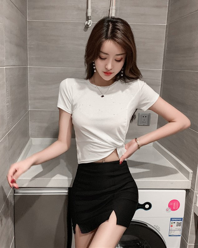 Black Double Slit Skirt