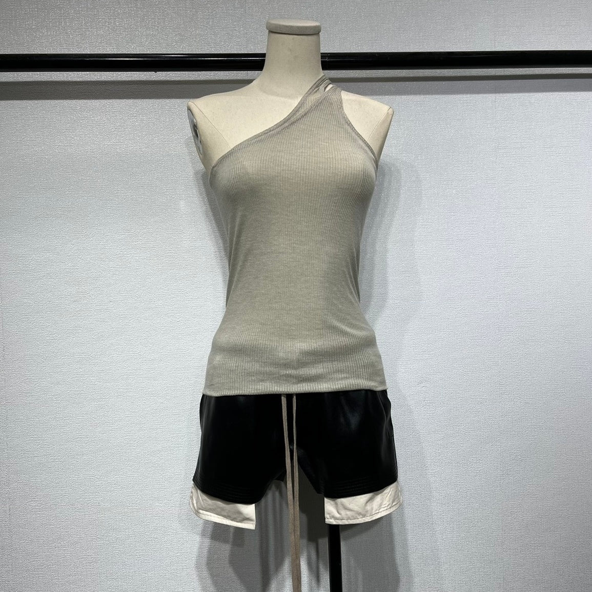 Black Drawstring Faux Leather Shorts