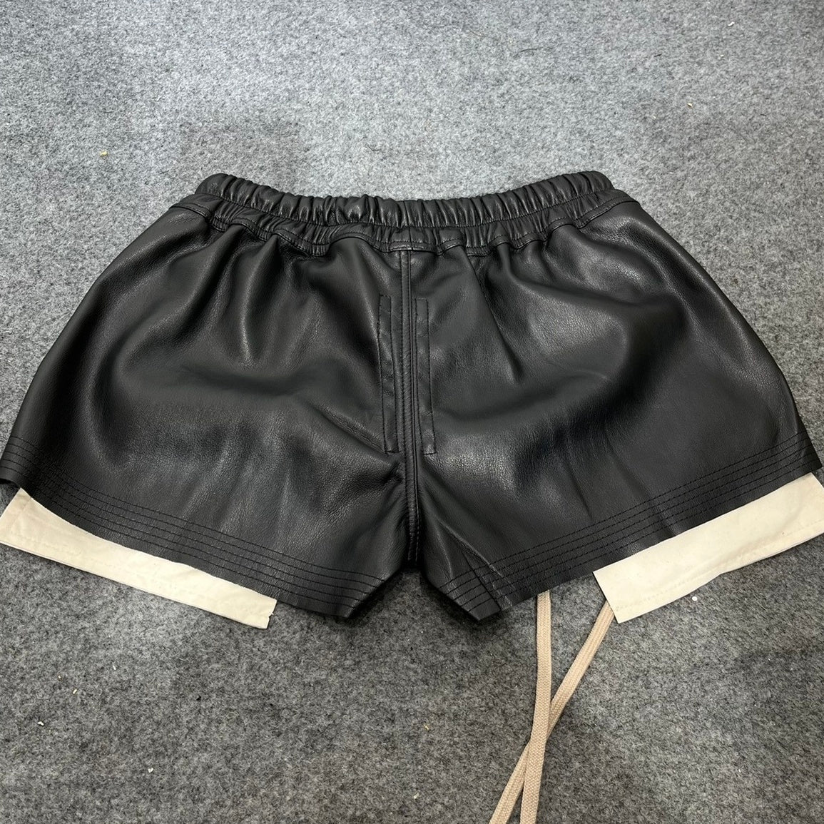 Black Drawstring Faux Leather Shorts