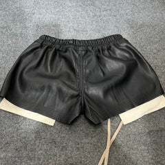 Black Drawstring Faux Leather Shorts