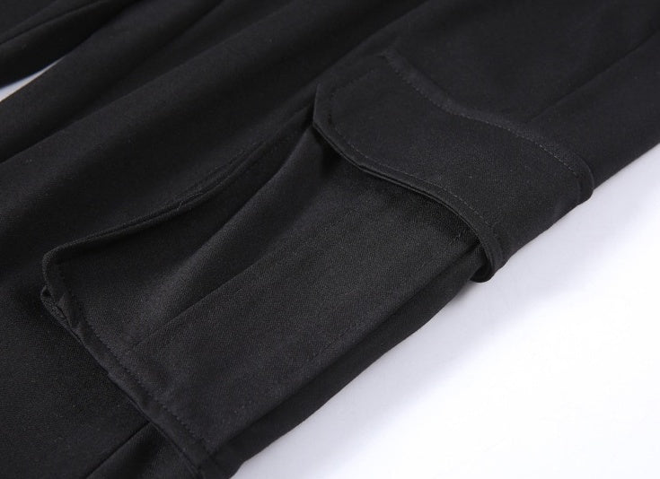 Black Drawstring Hip-Hop Pants