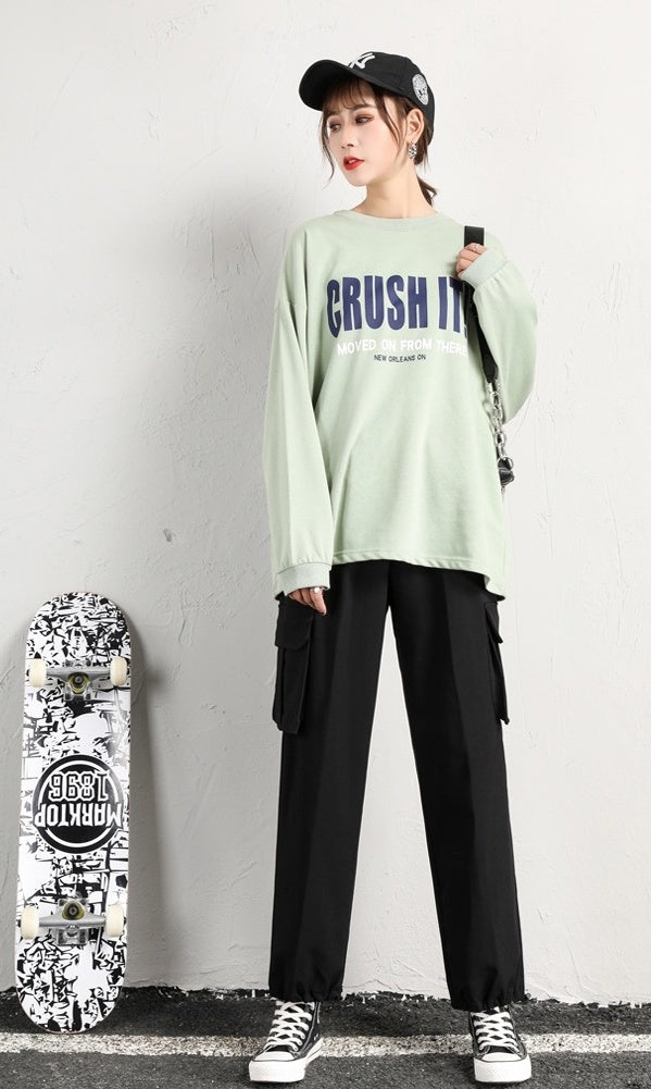 Black Drawstring Hip-Hop Pants