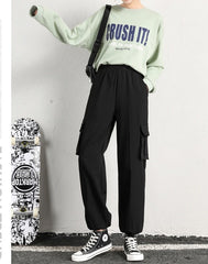 Black Drawstring Hip-Hop Pants