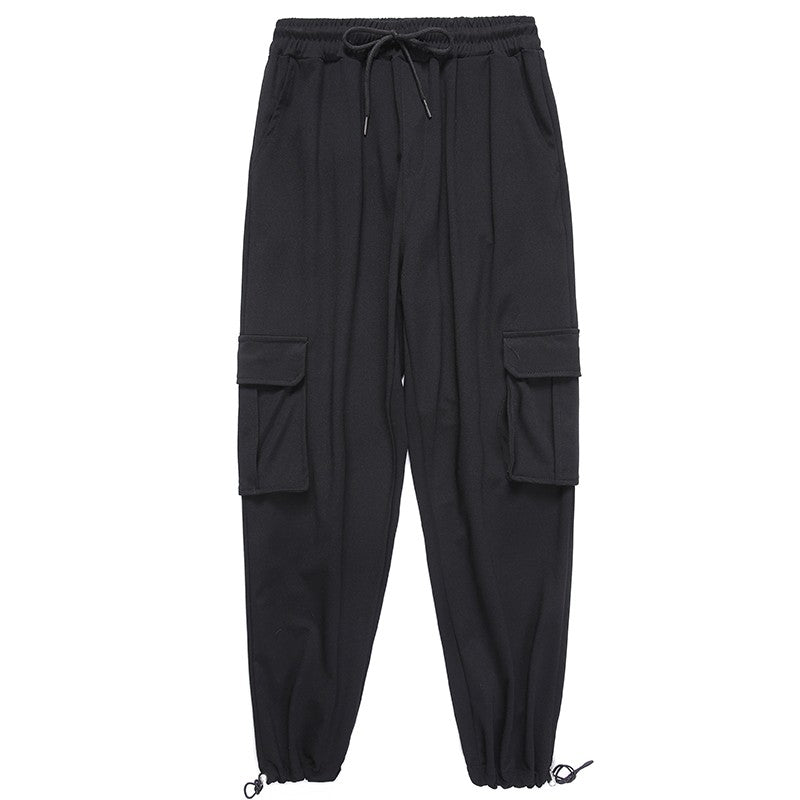 Black Drawstring Hip-Hop Pants