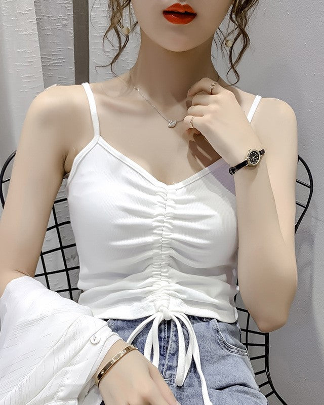 Black Drawstring Sling Crop Top