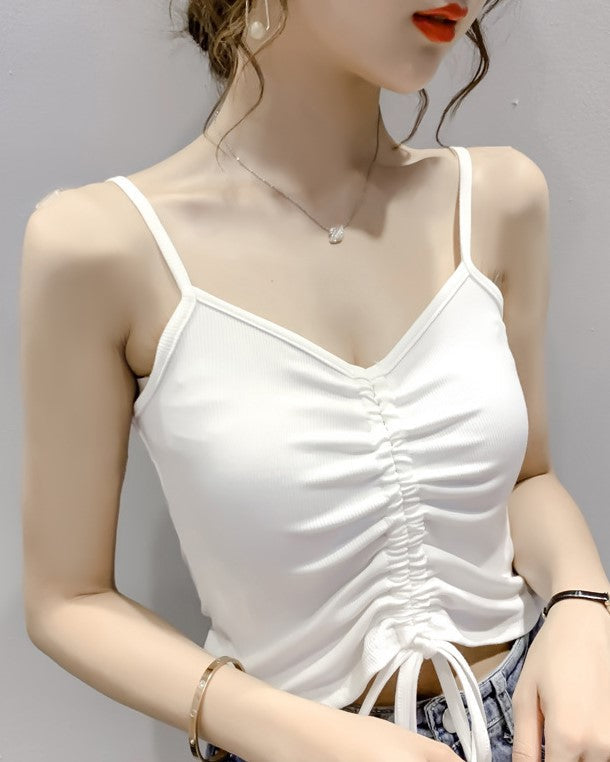 Black Drawstring Sling Crop Top