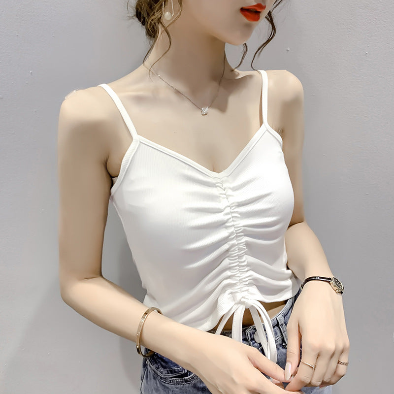 Black Drawstring Sling Crop Top