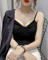 Black Drawstring Sling Crop Top