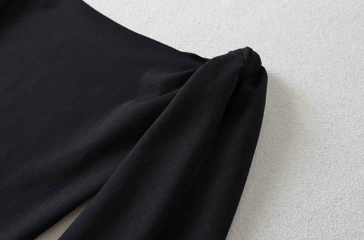Black Drop Shoulder Asymmetrical Dress
