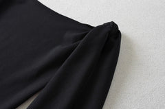 Black Drop Shoulder Asymmetrical Dress