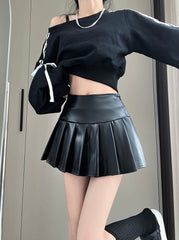 Black Edgy Faux Leather Skirt