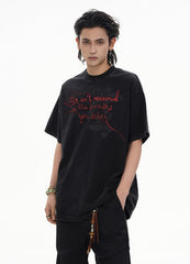 Black Embroidered Text Accent T-Shirt