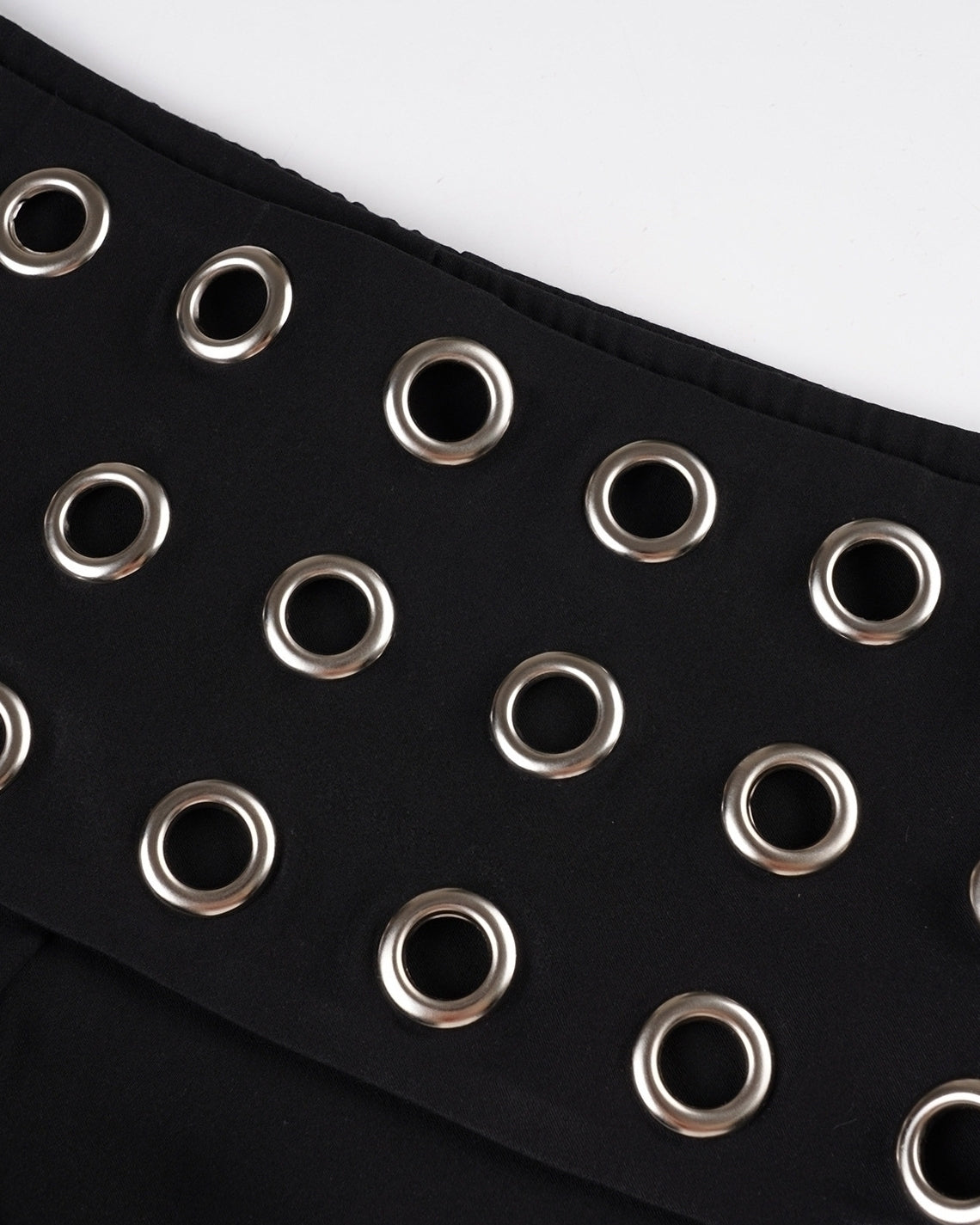 Black Eyelet Belted Wrap Shorts