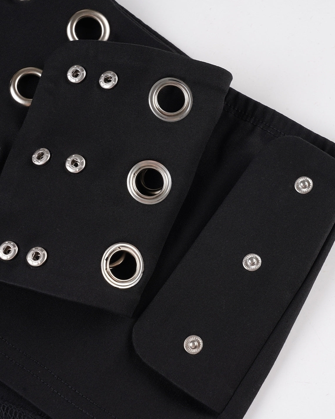 Black Eyelet Belted Wrap Shorts