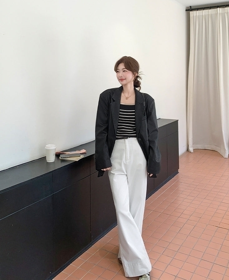 Black Fashion Pu Leather Short Jacket Casual Chic