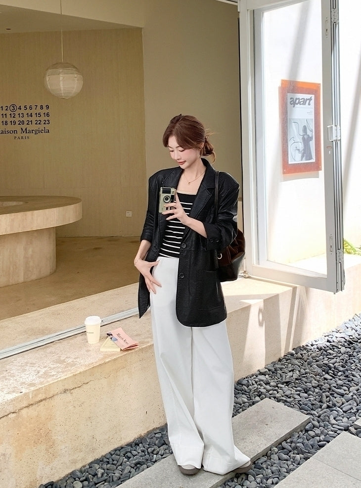 Black Fashion Pu Leather Short Jacket Casual Chic