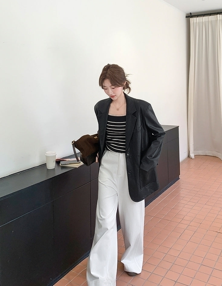 Black Fashion Pu Leather Short Jacket Casual Chic