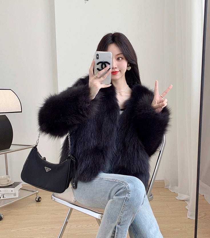 Black Faux Fur Winter Jacket