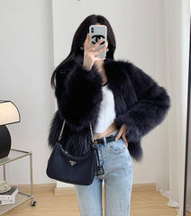 Black Faux Fur Winter Jacket