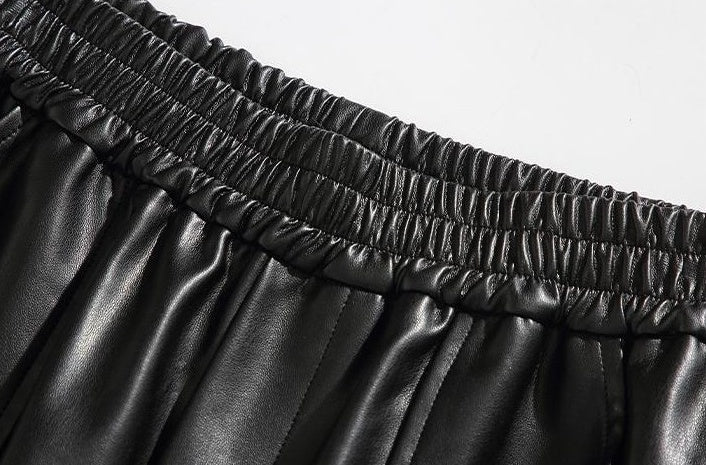 Black Faux Leather Multi-Pocket Pants