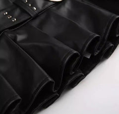 Black Faux Leather Pleated Micro Skirt