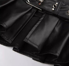 Black Faux Leather Pleated Micro Skirt