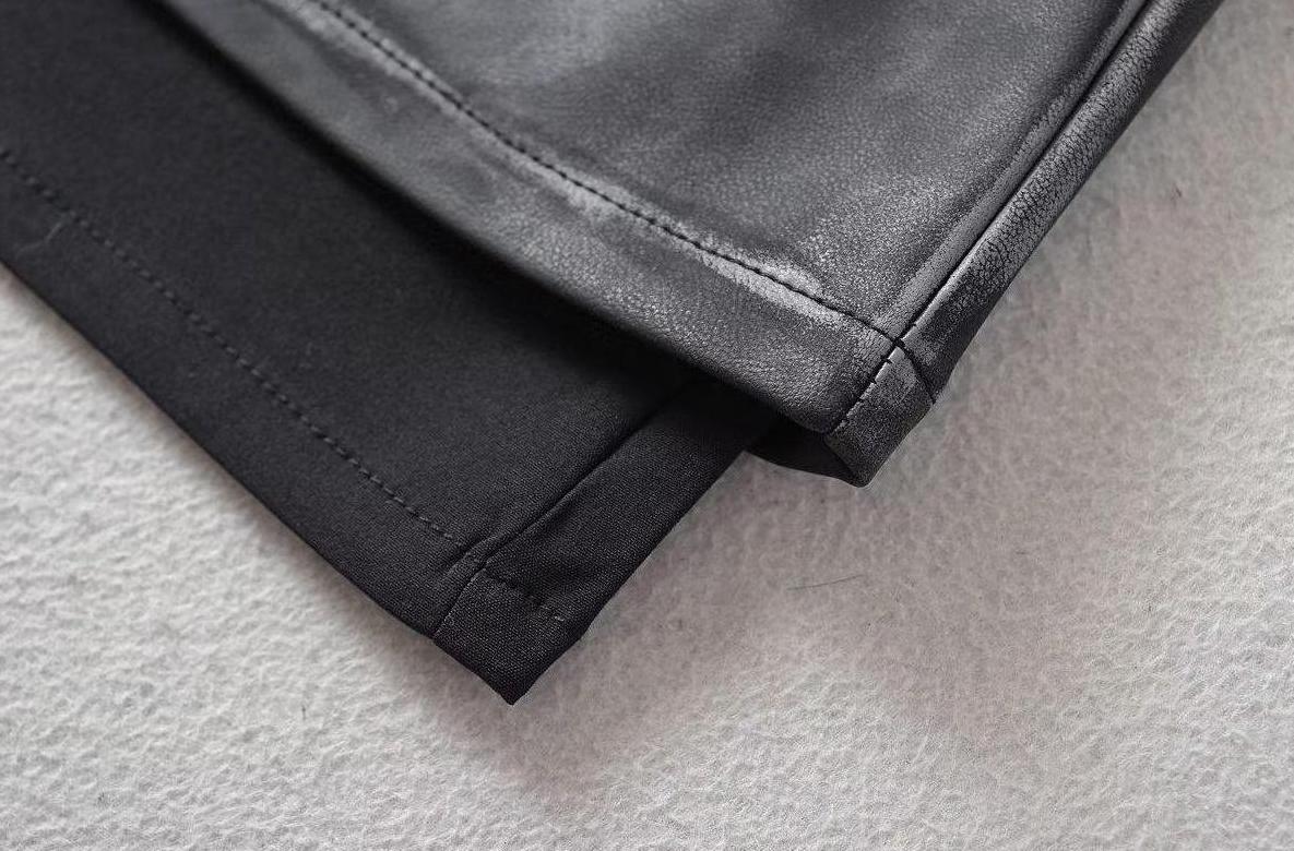Black Faux Leather Two-Piece Illusion Mini Skirt