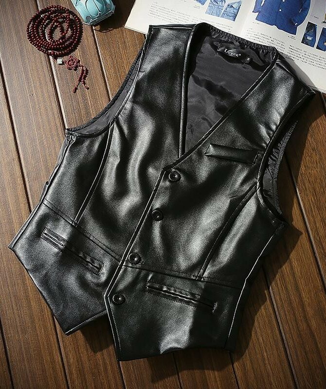 Black Faux Leather Vest