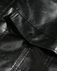 Black Faux Leather Zipper Biker Vest