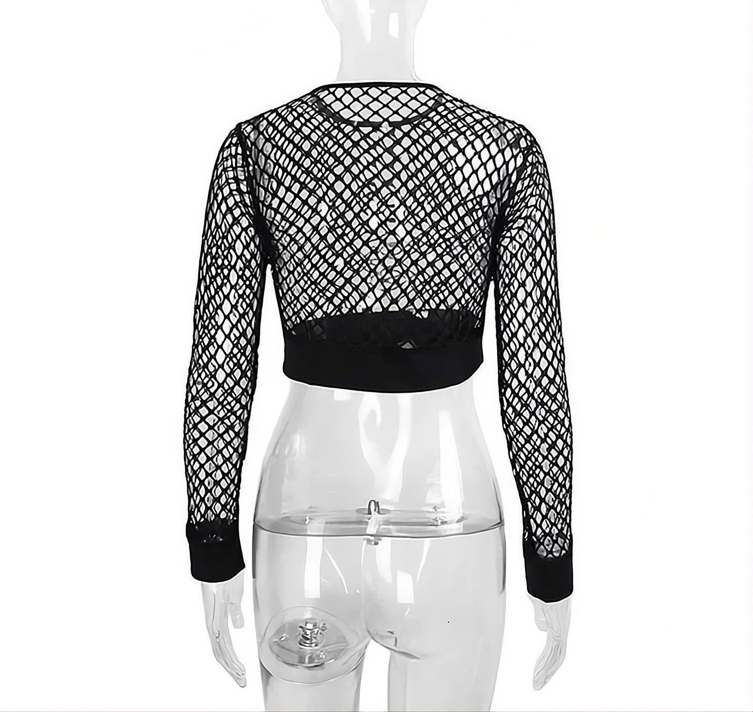 Black Fishnet Long Sleeves Top