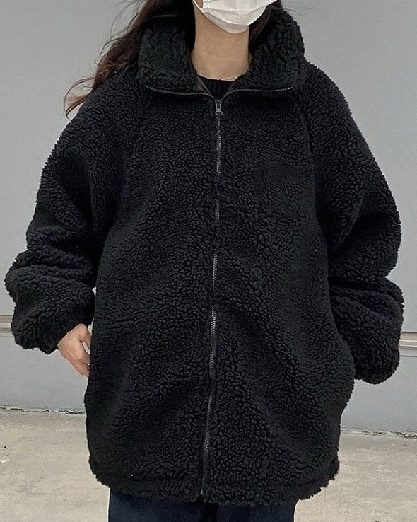 Black Fleece Zip-Up Jacket