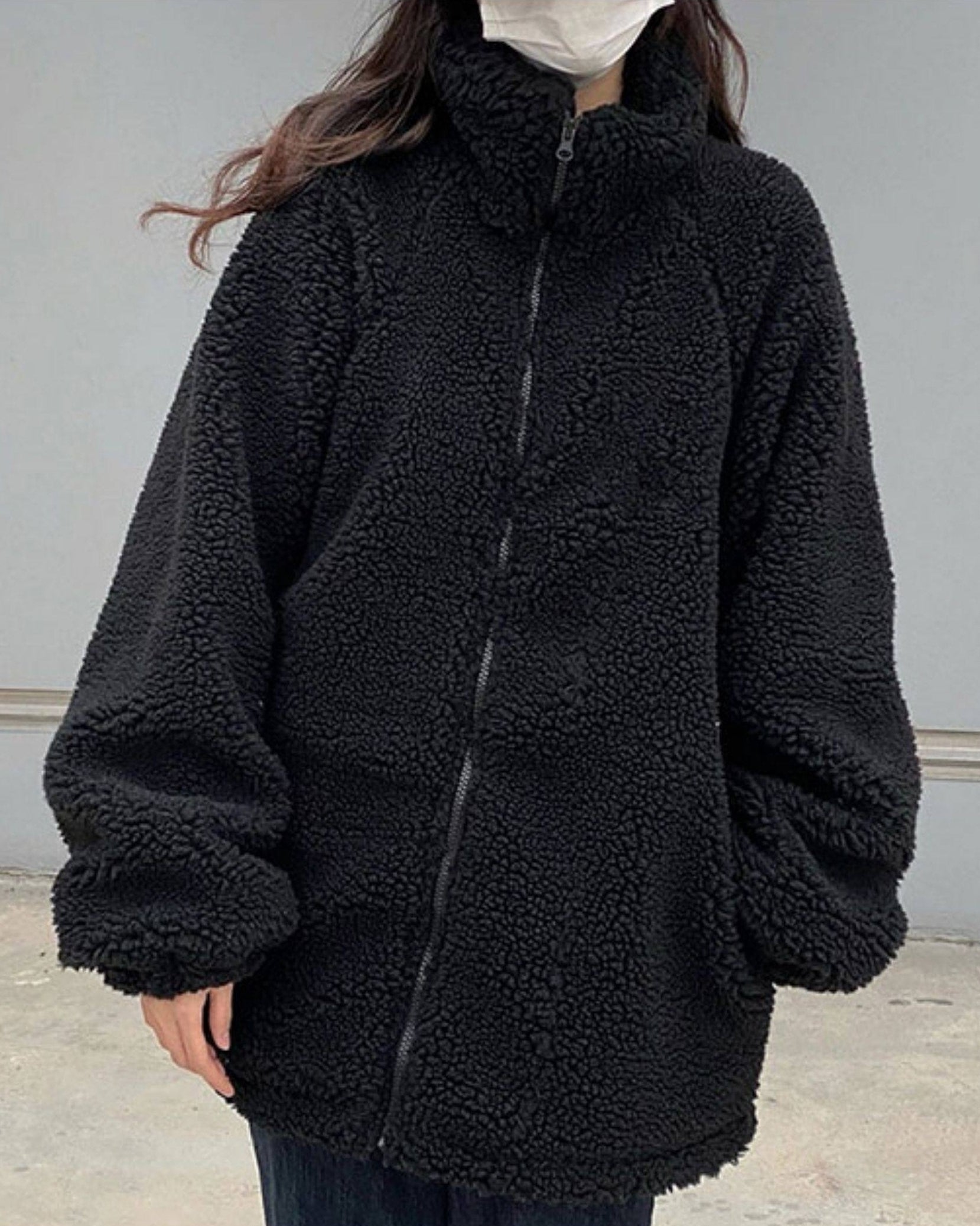 Black Fleece Zip-Up Jacket