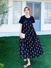 Black Floral Layered T-Shirt Dress